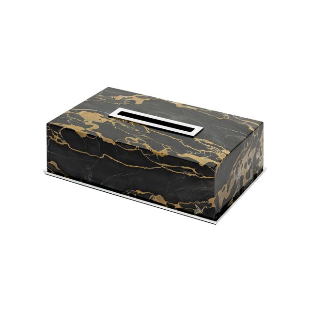 Marble rectangular tissue holder - Positano Portoro | Giobagnara