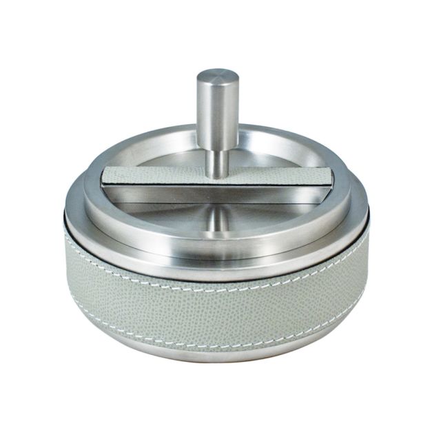 Ashtray satinated stainless steel with leather - SCIROCCO | Giobagnara