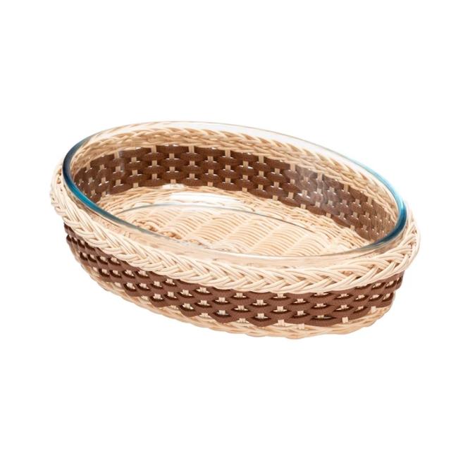 LEATHER & RATTAN OVAL BAKING TRAYS - LORRAINE