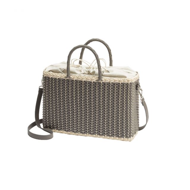 Leathe and rattan bag large - Nartelle | Giobagnara