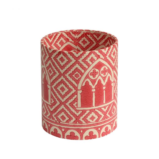 Pen holder with rigid cardboard structure covered with hand-printed paper according to Venetian trad...