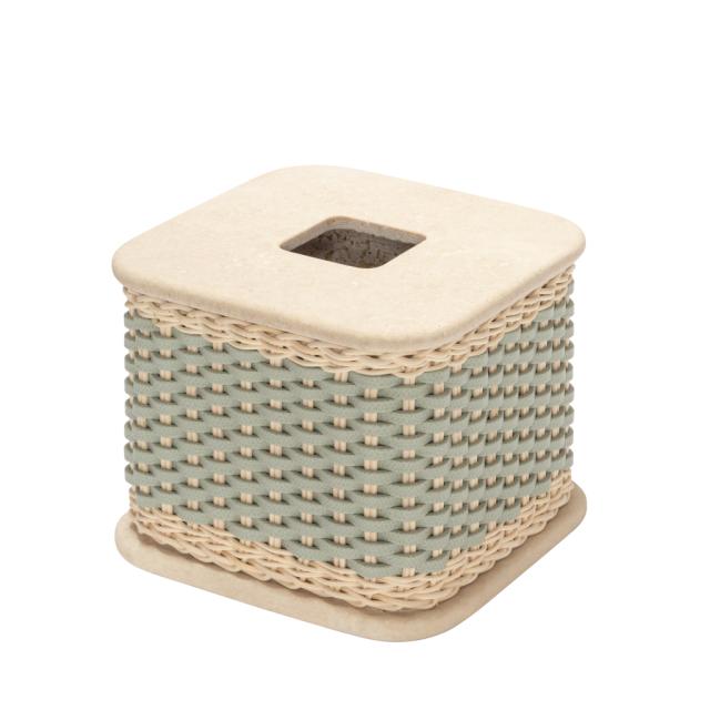 LEATHER&RATTAN TISSUE HOLDER - COURBET