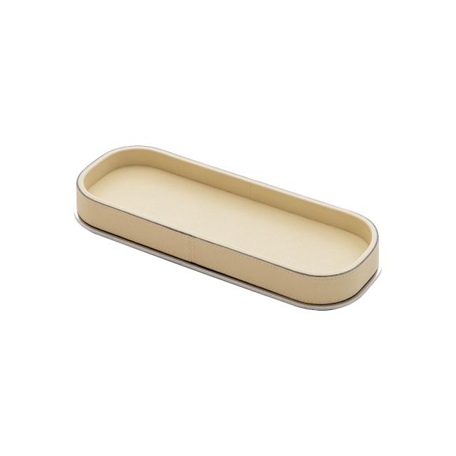 LEATHER & METAL LONG RECTANGULAR VALET TRAY - POLO