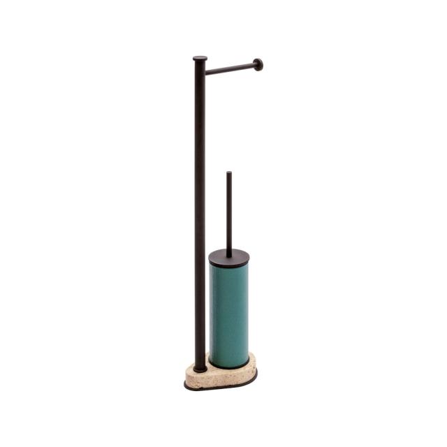 LEATHER & MARBLE FREESTANDING TOILET BRUSH AND PAPER HOLDER - POSITANO