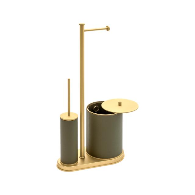 LEATHER FREESTANDING TOILET BRUSH AND PAPER HOLDER WITH BIN - POSITANO