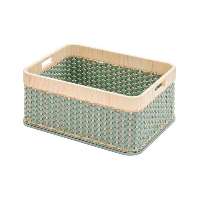 LEATHER & RATTAN STORAGE BASKET - ORSAY