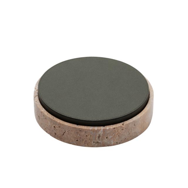 LEATHER & MARBLE ROUND BOX - GIZA
